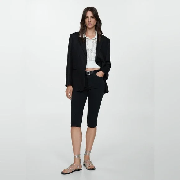 Mango Black capri slim fit jeans NWT - Picture 3 of 4